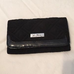 Vera Bradley trifold quilted black wallet